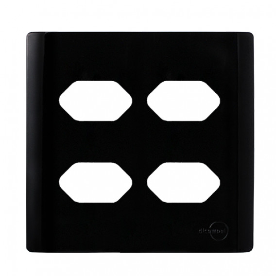 Placa p/ 4 Tomadas 4x4 - Novara Preto Brilhante Placa p/ 4 Tomadas 4x4 - Novara Preto Brilhante